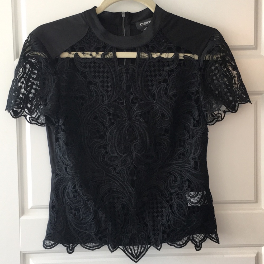 5/$25 bebe Black Lace Blouse
